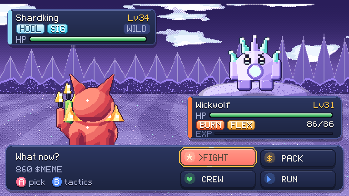 A turn-based battle in the Crystal Cache.