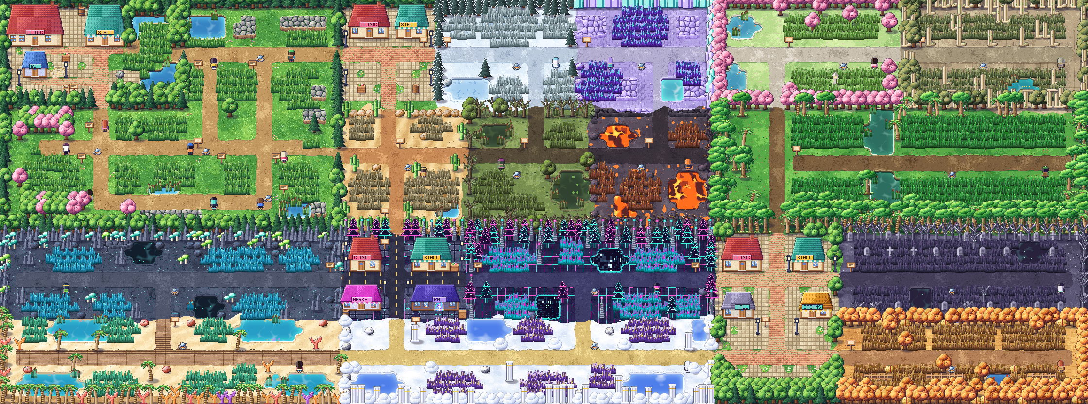 The whole Pocket Meme world map: the Pocket, the Frontier, the Undernet and the Sidechain.